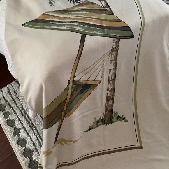 Tropical Look Shower Curtain Khaki Green Gold Palm Trees 72" x 68" - Picture 13 of 13